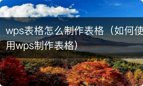 wps表格怎么制作表格（如何使用wps制作表格）