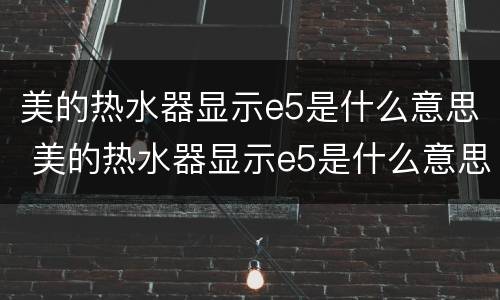 美的热水器显示e5是什么意思 美的热水器显示e5是什么意思怎么解决