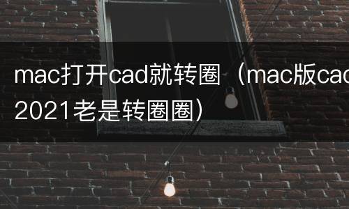 mac打开cad就转圈（mac版cad2021老是转圈圈）