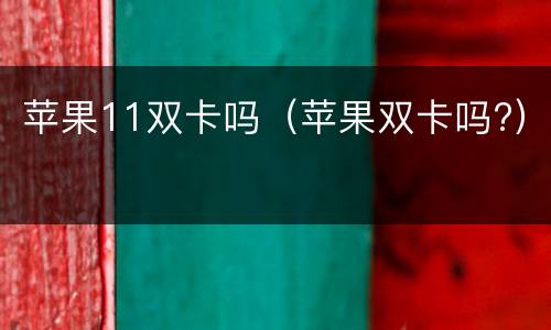 苹果11双卡吗（苹果双卡吗?）