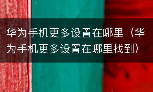 华为手机更多设置在哪里（华为手机更多设置在哪里找到）