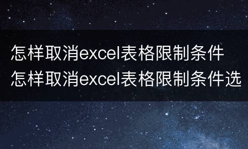 怎样取消excel表格限制条件 怎样取消excel表格限制条件选项
