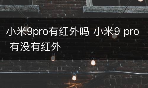 小米9pro有红外吗 小米9 pro 有没有红外