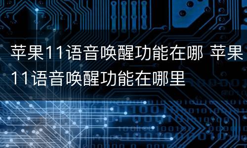 苹果11语音唤醒功能在哪 苹果11语音唤醒功能在哪里