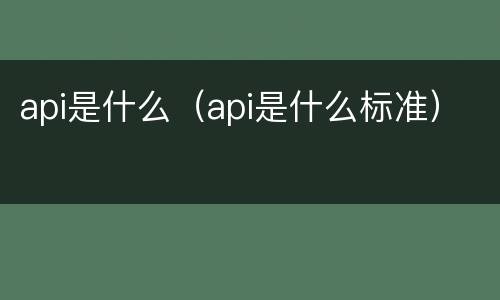 api是什么（api是什么标准）