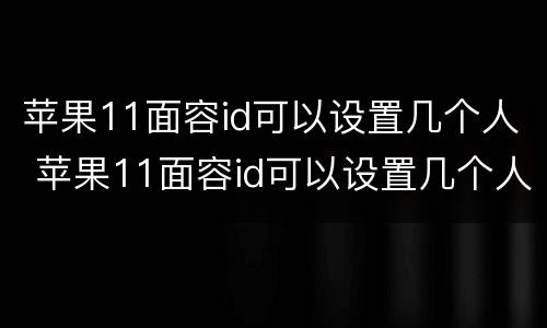 苹果11面容id可以设置几个人 苹果11面容id可以设置几个人的脸