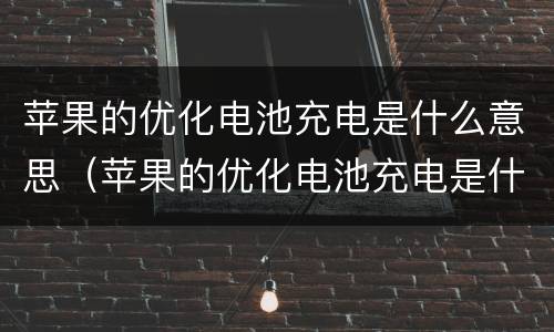 苹果的优化电池充电是什么意思（苹果的优化电池充电是什么意思?）