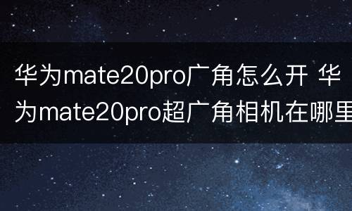 华为mate20pro广角怎么开 华为mate20pro超广角相机在哪里打开