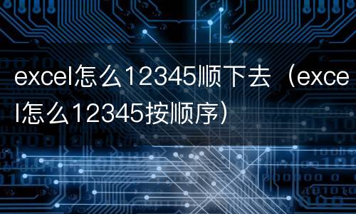 excel怎么12345顺下去（excel怎么12345按顺序）