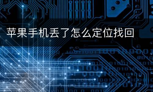 苹果手机丢了怎么定位找回