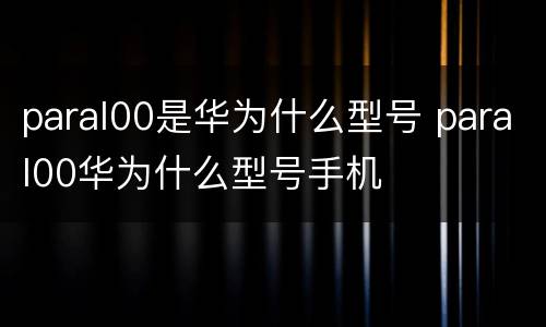 paral00是华为什么型号 paral00华为什么型号手机