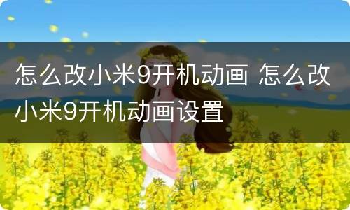 怎么改小米9开机动画 怎么改小米9开机动画设置