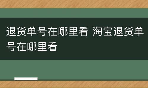 退货单号在哪里看 淘宝退货单号在哪里看