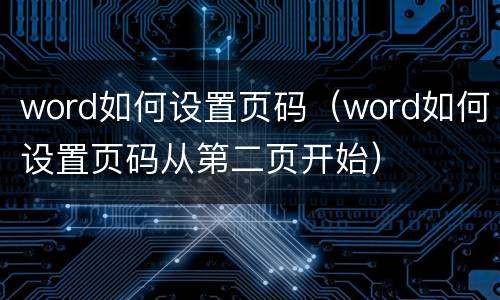 word如何设置页码（word如何设置页码从第二页开始）