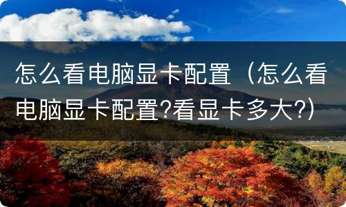 怎么看电脑显卡配置（怎么看电脑显卡配置?看显卡多大?）