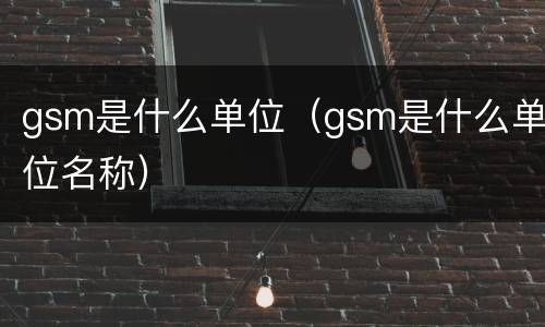 gsm是什么单位（gsm是什么单位名称）