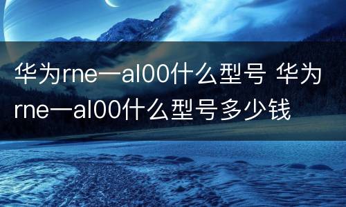 华为rne一al00什么型号 华为rne一al00什么型号多少钱