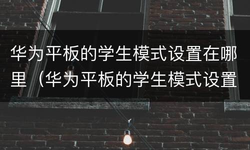 华为平板的学生模式设置在哪里（华为平板的学生模式设置在哪里找）