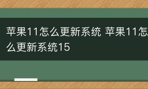 苹果11怎么更新系统 苹果11怎么更新系统15