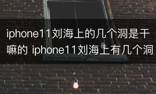 iphone11刘海上的几个洞是干嘛的 iphone11刘海上有几个洞