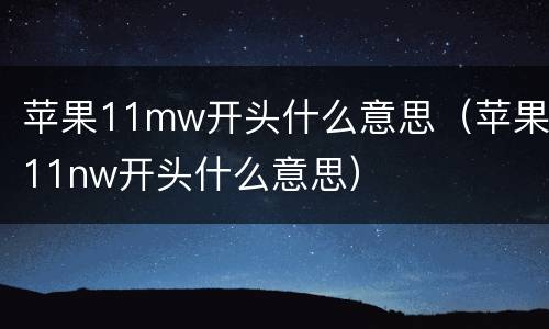 苹果11mw开头什么意思（苹果11nw开头什么意思）
