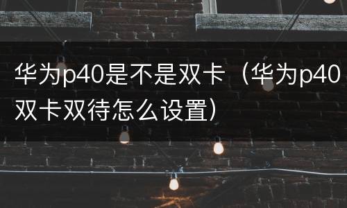华为p40是不是双卡（华为p40双卡双待怎么设置）