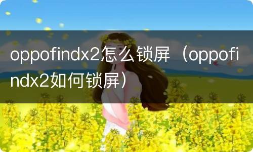 oppofindx2怎么锁屏（oppofindx2如何锁屏）