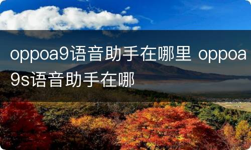 oppoa9语音助手在哪里 oppoa9s语音助手在哪