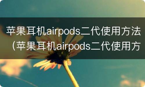 苹果耳机airpods二代使用方法（苹果耳机airpods二代使用方法按哪里）