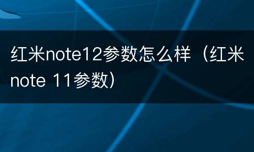 红米note12参数怎么样（红米note 11参数）