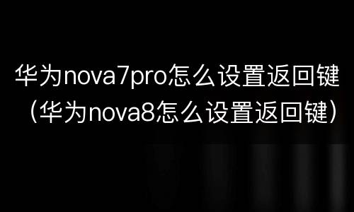 华为nova7pro怎么设置返回键（华为nova8怎么设置返回键）