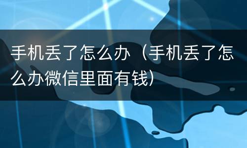 手机丢了怎么办（手机丢了怎么办微信里面有钱）