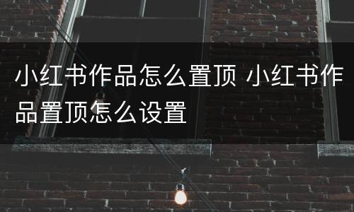 小红书作品怎么置顶 小红书作品置顶怎么设置
