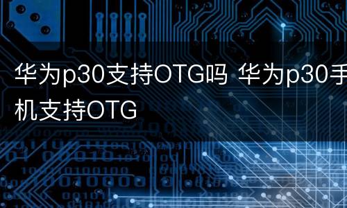 华为p30支持OTG吗 华为p30手机支持OTG