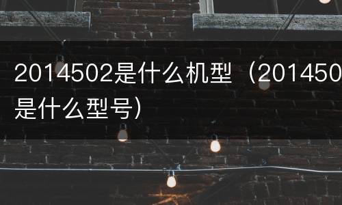 2014502是什么机型（2014502是什么型号）